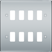 BG RNPC8 Nexus Grid Polished Chrome 8 Module Front Plate by British General (BG-RNPC8-Shopify-SA_1)