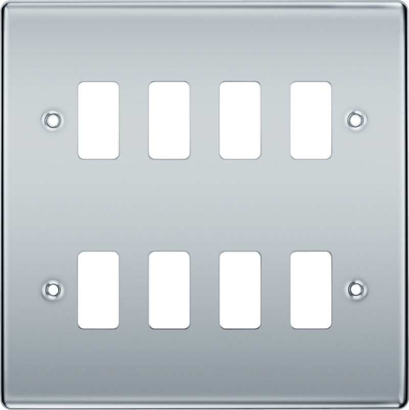 BG RNPC8 Nexus Grid Polished Chrome 8 Module Front Plate