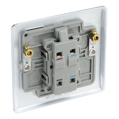 BG Nexus Metal Polished Chrome 20A DP Single Switch NPC31 with 25mm Steel Back Box