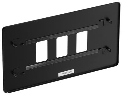 BG RFFB3 Screwless Matt Black Steel 3 Gang Front Cover Plate by British General (BG-RFFB3)