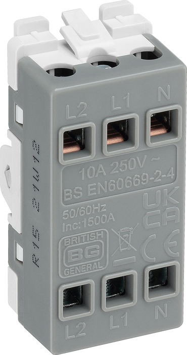 BG R15 Nexus Grid White 10A 3 Pole Fan Isolator Switch Module
