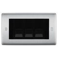BG Nexus Brushed Steel 3 Gang IDC Secondary Telephone Socket - Black Insert