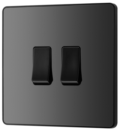 Switches: BG Evolve Black Chrome Screwless Switches & Sockets Black Inserts Full Range PCDBC12B - Single Light Switch 20A by British General (BG-EVOLVE-BLACK-CHROME-PCDBC12B)