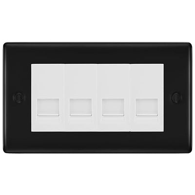 BG Nexus Matt Black 4 Gang RJ11 Telephone Socket Euro Module - White Insert by British General (BG-NFBRJ114W)