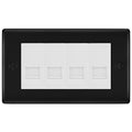 BG Nexus Matt Black 4 Gang RJ11 Telephone Socket Euro Module - White Insert