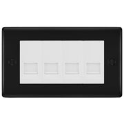 BG Nexus Matt Black 4 Gang RJ11 Telephone Socket Euro Module - White Insert by British General (BG-NFBRJ114W)