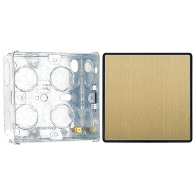 BG Evolve Satin Brass Intermediate Edge to Edge Rocker Switch PCDSB13EB with 35mm Steel Back Box