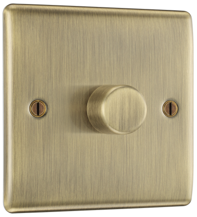 BG NAB81 Antique Brass Trailing Edge Single Dimmer Switch 1 Gang 2 Way LED