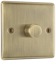 BG NAB81 Antique Brass Trailing Edge Single Dimmer Switch 1 Gang 2 Way LED by British General (BG-NAB81-SA_1)