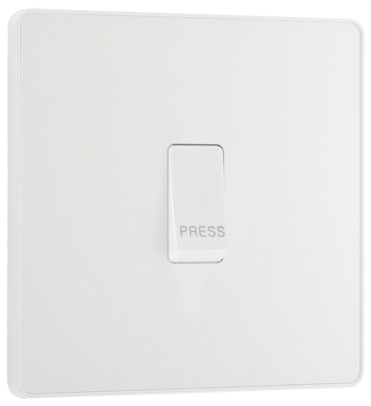 PCDCL14W Front - This Evolve pearlescent white bell push switch from British General is ideal for use where access is restricted such as office buildings or hospitals, where visitors need to let those inside know they have arrived.