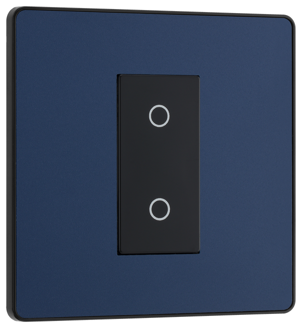 PCDDBTDS1B Front - This Evolve Matt Blue single secondary trailing edge touch dimmer allows you to control your light levels and set the mood.