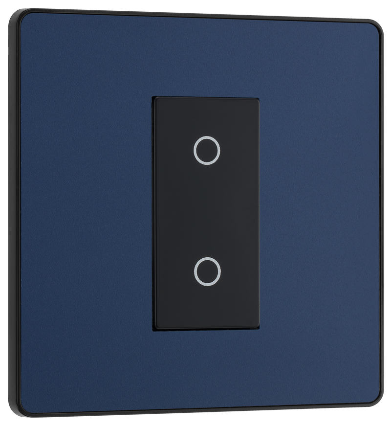 BG PCDDBTDS1B Matt Blue Evolve 1 Gang 200W Trailing Edge Secondary Touch Dimmer - Black Insert