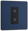 BG PCDDBTDS1B Matt Blue Evolve 1 Gang 200W Trailing Edge Secondary Touch Dimmer - Black Insert by British General (BG-PCDDBTDS1B-Shopify-SA_1)