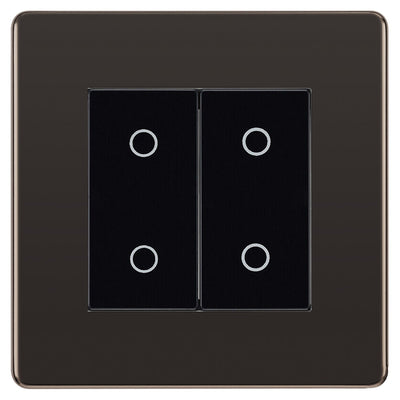 BG Nexus Screwless Black Nickel Double Master Touch Dimmer Switch Black Inserts FBNTDM2B by British General (BG-EMTDMB+FBNEMS2)