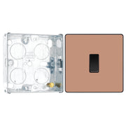 BG Evolve Polished Copper 1 Gang 20A 16AX 2 Way Light Switch PCDCP12B with 25mm Steel Back Box