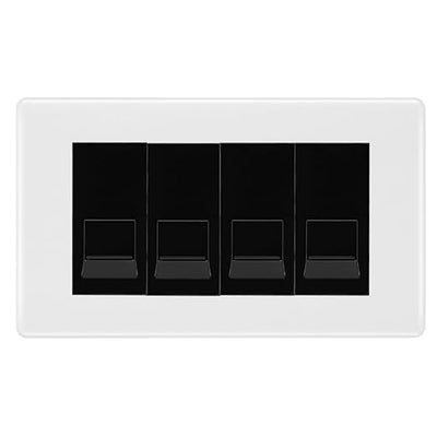 BG White Moulded 4 Gang RJ11 Telephone Socket Euro Module - Black Insert by British General (BG-NWMRJ114B)