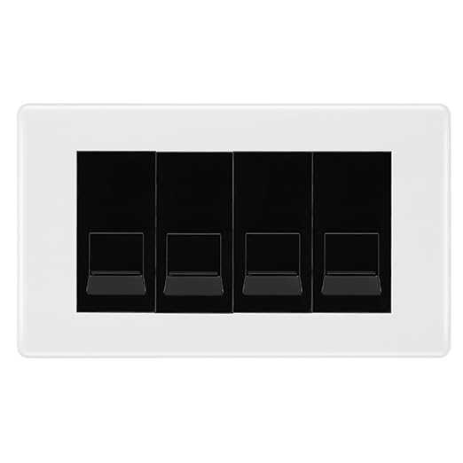 BG White Moulded 4 Gang RJ11 Telephone Socket Euro Module...