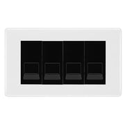 BG White Moulded 4 Gang RJ11 Telephone Socket Euro Module - Black Insert by British General (BG-NWMRJ114B)
