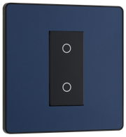BG PCDDBTDM1B Matt Blue Evolve 1 Gang 200W Trailing Edge Master Touch Dimmer - Black Insert by British General (BG-PCDDBTDM1B-Shopify-SA_1)