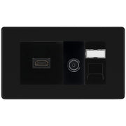 BG Screwless Matt Black Media Wall Plate TV Aerial, HDMI & CAT6 Outlet – Black Insert by British General