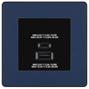 BG Evolve Matt Blue 45W USB Wall Socket Euro Module USB-A & C - Black Insert by British General (BG-PCDDBEMS2B+EMUSBAC45B)