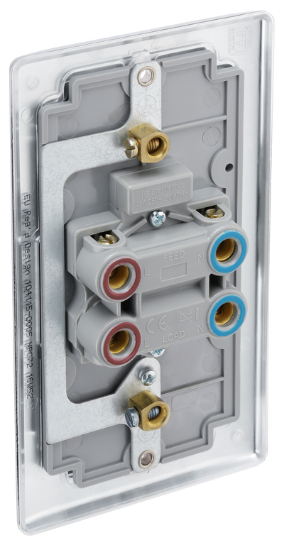 BG NPC72 Nexus Metal Polished Chrome Large Plate 45A 2 Pole Neon Cooker Switch