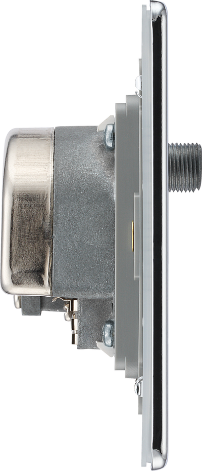 FPC69 Side - This screened Quadplex socket from General has an outlet for TV FM and 2 satellites, plus a return British and shuttered telephone socket.