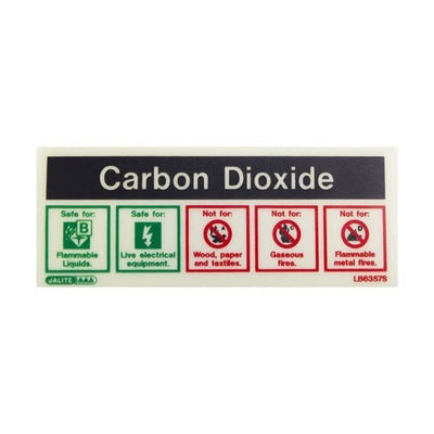 Extinguishers & Equipment: Fire Extinguisher Self-Adhesive Signs CO2 by Jalite signs (SAFELINCS-JSLB6357S)