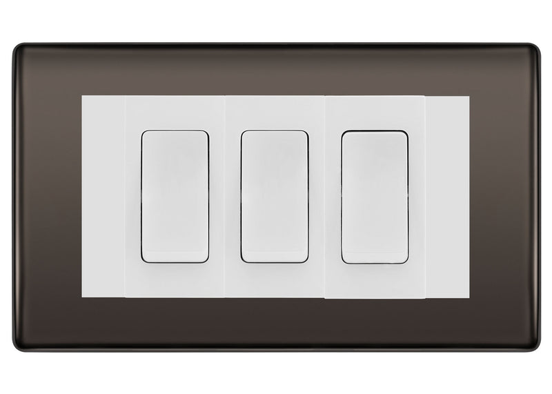 BG Nexus Black Nickel 3G Switch 1x Intermediate 2x 2 Way Switch - White Insert