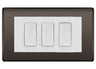 BG Nexus Black Nickel 3G Switch 1x Intermediate 2x 2 Way Switch - White Insert by British General (BG-Nexus-BN-3G-Combo-2x 2WAY-1x INT-WH)