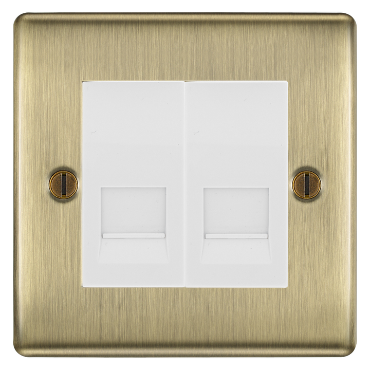 BG Nexus Antique Brass Double Master Telephone Socket