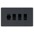 BG Evolve Matt Grey 4 Gang Switch 1x Trailing Edge LED Dimmer 3x Intermediate Custom Grid Switch