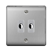 BG Nexus Metal Brushed Steel 2 Gang Flex Outlet Socket by British General (BG-NEXUS-BS-2G-FLEX-OUTLET-SOCKET)