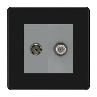 BG Flatplate Screwless Matt Black TV & Satellite Socket FFB65G by BG Nexus (BG-FFB65G)