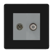 BG Flatplate Screwless Matt Black TV & Satellite Socket FFB65G by BG Nexus (BG-FFB65G)