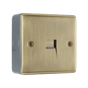 BG Nexus Antique Brass Single Slave Telephone Socket with Surface Pattress Back Box by British General (BG-NABBTS1+MC501)