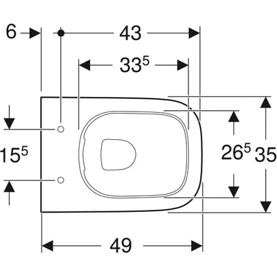 Geberit Smyle Square Rimless Compact Wall-Hung WC 490mm - 500.379.01.1 by Geberit (Geberit-500.379.01.1)