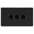 BG Screwless Flatplate Matt Black 3 Gang 2 Way Trailing Edge Dimmer LED Compatible Custom Grid Switch - FFB83