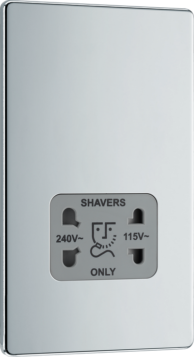 FPC20G Front - This dual voltage shaver socket from British General is suitable for use with 240V and 115V shavers and electric toothbrushes.