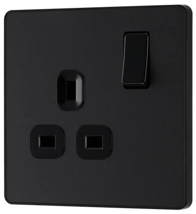 BG Evolve PCDMB21B Matt Black 1 Gang 13A Switched Socket-Black Insert