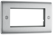BG Electrical NBSEMR4 Euro Module Nexus Metal 4 Module Rectangular Front Plate Brushed Steel by British General (BG-NBSEMR4-Shopify-SA_1)