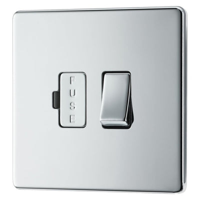 BG Screwless Polished Chrome 13A Switched Spur FPC50 with 35mm Steel Back Box