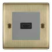 BG Nexus Antique Brass 1 Gang HDMI Socket Grey Insert by British General (BG-EMHDMIG+NABEMS2)