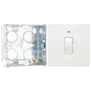 BG Evolve Pearlescent White 20A Double Pole Switch with Neon PCDCL31W and 35mm Steel Back Box