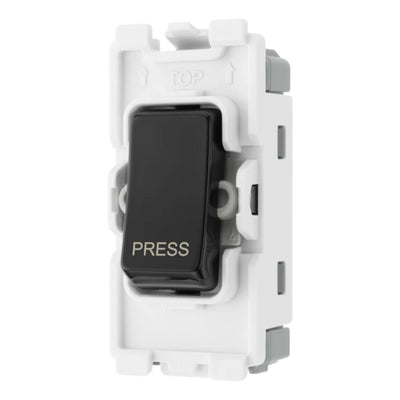 BG RPCDB14 Evolve Grid Black 20A 20AX 1 Way 1 Pole PRESS Retractive Switch Module by British General