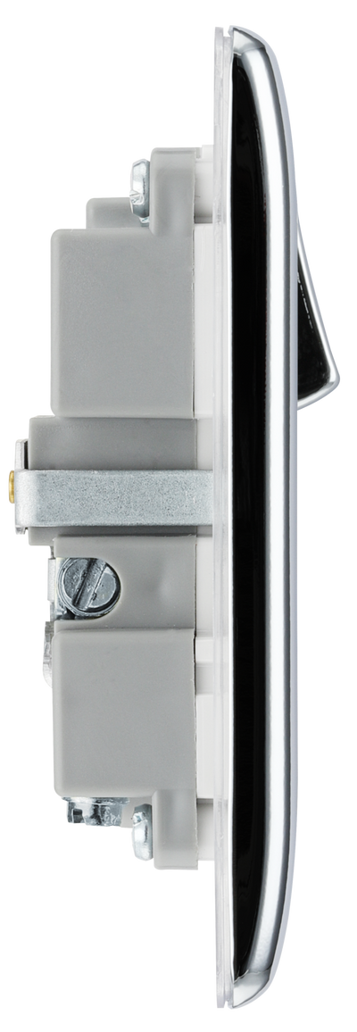 NPC21U2W Side - This 13A single power socket from British General comes with two USB charging ports allowing you to plug in an electrical device and charge mobile devices simultaneously without having to sacrifice a power socket.