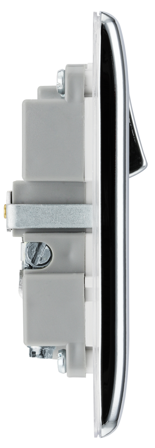 NPC21U2W Side - This 13A single power socket from British General comes with two USB charging ports allowing you to plug in an electrical device and charge mobile devices simultaneously without having to sacrifice a power socket.