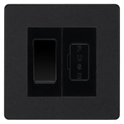 BG Evolve Matt Black 20A Double Pole Switch & 13A Fused Spur Plate | Black Insert