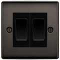 BG Nexus Black Nickel 2 Gang Intermediate Light Switch Custom Grid – Black Insert