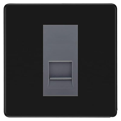 BG Screwless Matt Black Single IDC Secondary Telephone Socket - Grey Insert by British General (BG-FFBBTS1G)